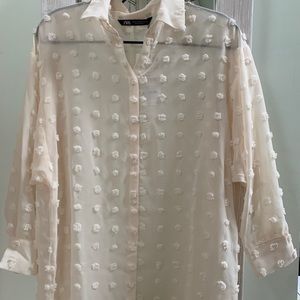 Cream Zara sheer shirt